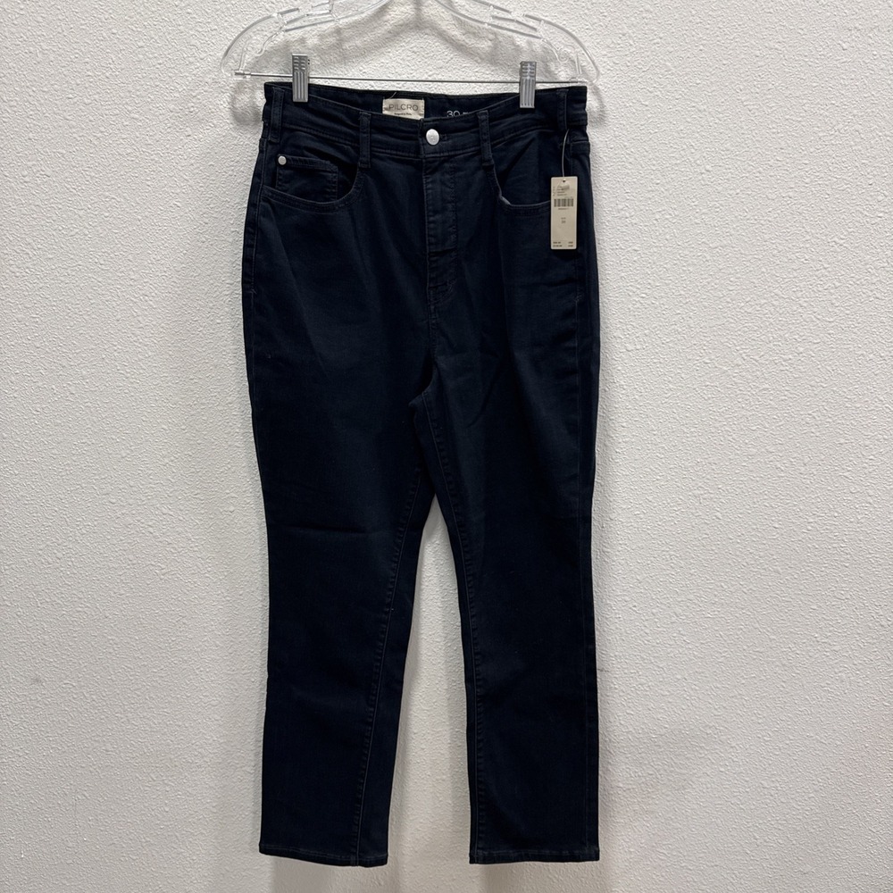 PILCRO Anthropologie‎ Straight High Rise Leg Jeans Womens 30 Dark Wash Blue